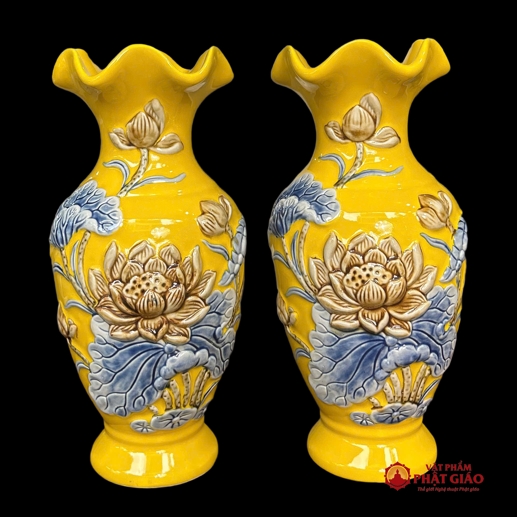 Lọ Hoa Thờ Bát Tràng Men Màu Vàng, Kích Cỡ Từ 25cm-30cm 16 Lọ hoa thờ Bát Tràng men màu vàng – chi tiết sản phẩm