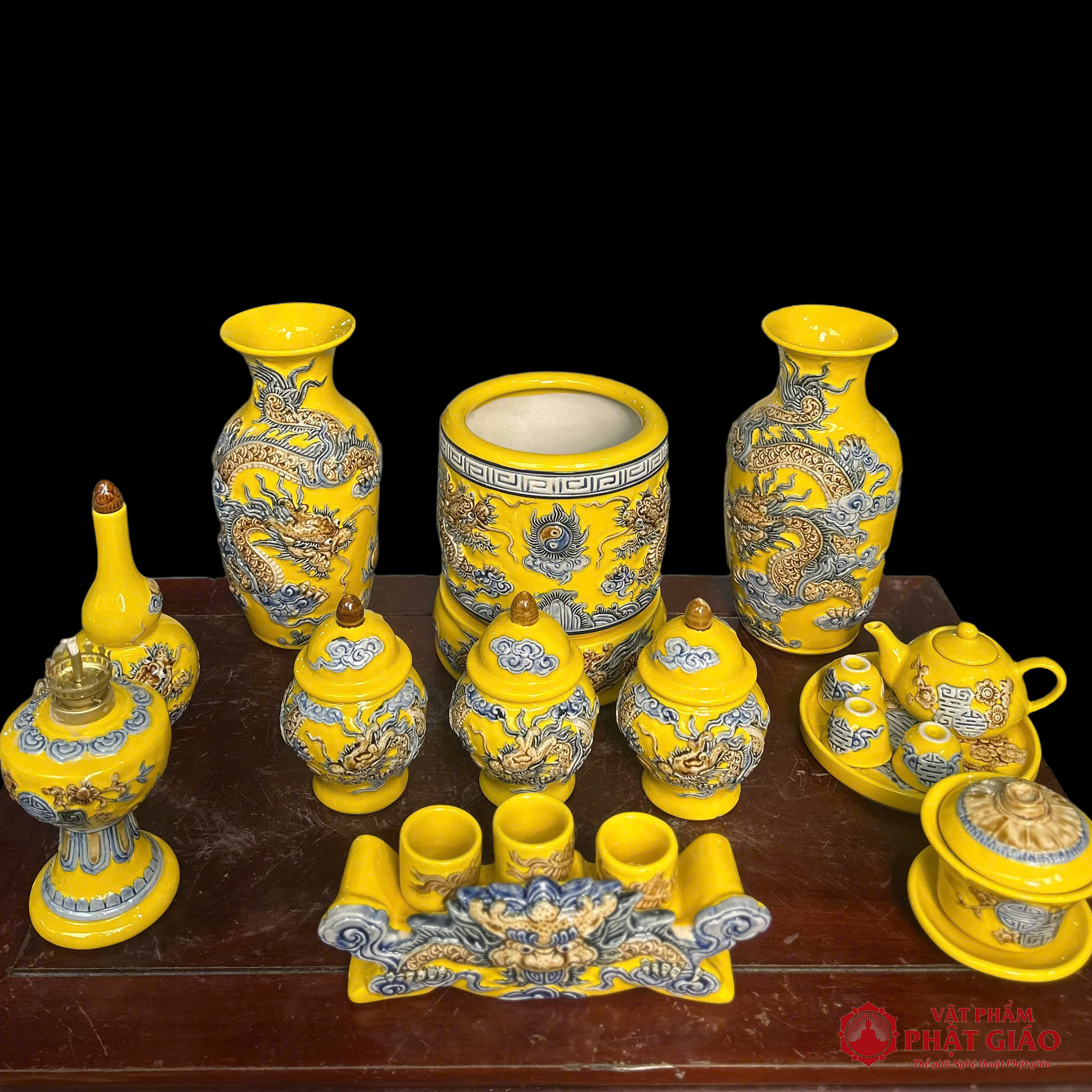 Bộ Kỷ Ngai 3 Chén Gốm Sứ Men Màu Vàng 5 Bộ Kỷ Ngai 3 Chén Gốm Sứ Men Màu Vàng - Ảnh 5