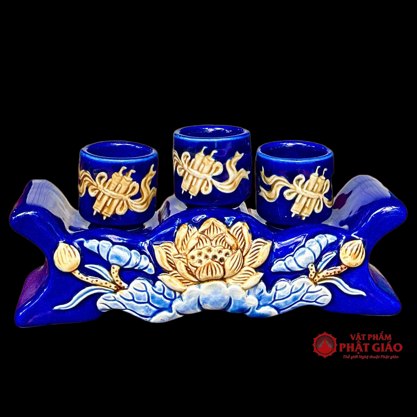 Bộ Kỷ Ngai 3 Chén Gốm Sứ Men Màu Xanh Dương 2 Bộ Kỷ Ngai 3 Chén Gốm Sứ Men Màu Xanh Dương - Ảnh 2