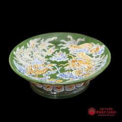 Bộ Mâm Bồng Gốm Sứ Bát Tràng Men Màu Xanh Lục, Nhiều Kích Cỡ - Ảnh 3