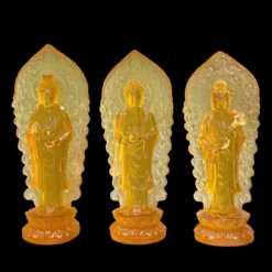 Bộ Tượng Phật Tây Phương Tam Thánh Lưu Ly Đứng, Cao 18cm