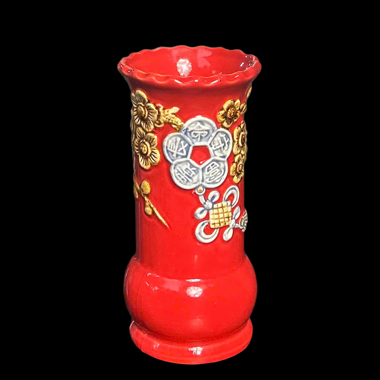 Ống Đựng Hương Màu Đỏ Gốm Sứ Bát Tràng, Kích Cỡ Từ 18cm-22cm 1 Ống Đựng Hương Màu Đỏ Gốm Sứ Bát Tràng, Kích Cỡ Từ 18cm-22cm
