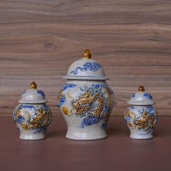Bộ Chóe Thờ Gốm Sứ Bát Tràng Men Rạn
