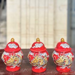 Bộ Chóe Thờ Gốm Sứ Bát Tràng Men Màu Đỏ 9 Bộ Chóe Thờ Gốm Sứ Bát Tràng Men Màu Đỏ - Ảnh 3