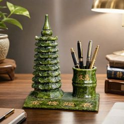 Tháp Văn Xương Kết Hợp Hộp Bút Bằng Đá Ngọc Tự Nhiên