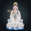 Tượng Quan Âm Bồ Tát Hán Bạch Ngọc Y Trắng Ngồi Đài Sen Cao 50cm, 70cm, 110cm