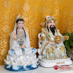 Tượng Quan Âm Bồ Tát Hán Bạch Ngọc Y Trắng Ngồi Đài Sen Cao 50cm, 70cm, 110cm - Ảnh 6