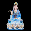 Tượng Quan Âm Bồ Tát Ngồi Đài Sen Y Xanh Hán Bạch Ngọc – Cao 50cm, 70cm, 110cm