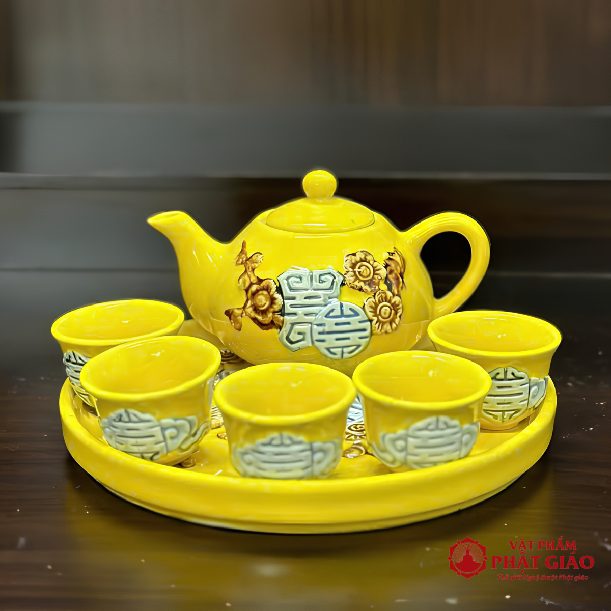 Bộ Ấm Trà Gốm Sứ Bát Tràng Cao Cấp Men Màu Vàng 5 Bộ Ấm Trà Gốm Sứ Bát Tràng Cao Cấp Men Màu Vàng - Ảnh 5