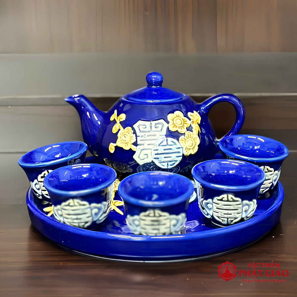 Bộ Ấm Trà Gốm Sứ Bát Tràng Men Màu Xanh Dương 2 Bộ Ấm Trà Gốm Sứ Bát Tràng Men Màu Xanh Dương - Ảnh 2