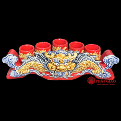Bộ Kỷ Ngai 5 Chén Gốm Bát Tràng Men Màu Đỏ - Ảnh 4