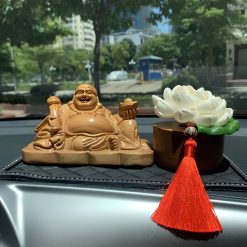 Bộ Tượng Phật Di Lặc Gỗ Bách Xanh Để Ô Tô