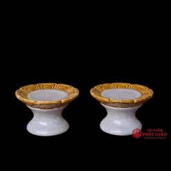 Chân Đế Nến Gốm Sứ Bát Tràng Men Rạn - Ảnh 2