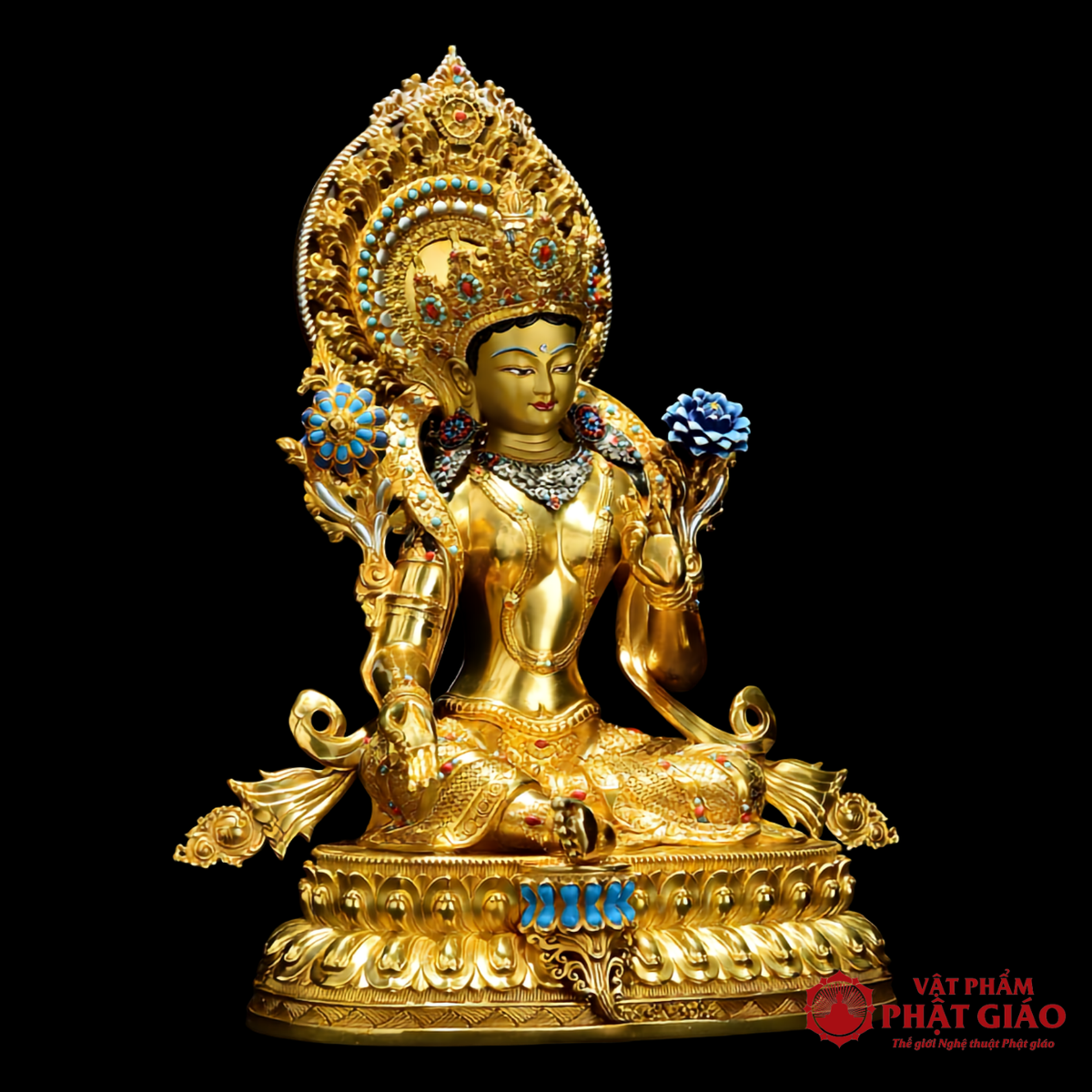 Tượng Lục Độ Mẫu Bằng Đồng Thếp Vàng Thủ Công Phong Cách Tây Tạng 3 Tượng Lục Độ Mẫu Bằng Đồng Thếp Vàng Thủ Công Phong Cách Tây Tạng - Ảnh 3