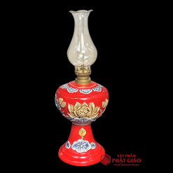 Đèn Thờ Gốm Bát Tràng Men Màu Đỏ – Đèn Dầu - Ảnh 2