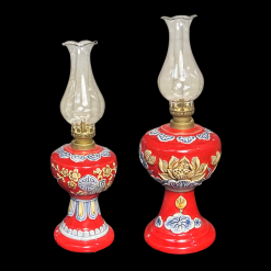 Đèn Dầu Gốm Bát Tràng Men Màu Đỏ