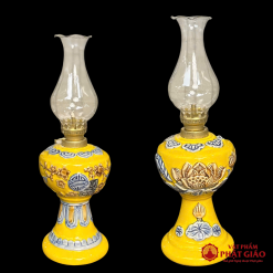 Đèn Dầu Gốm Sứ Bát Tràng Men Màu Vàng - Ảnh 2