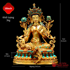 Tượng Lục Độ Mẫu Bằng Đồng Thếp Vàng Khảm Đá Phong Cách Tây Tạng 18 Tượng Lục Độ Mẫu Bằng Đồng Thếp Vàng Khảm Đá Phong Cách Tây Tạng - Ảnh 6