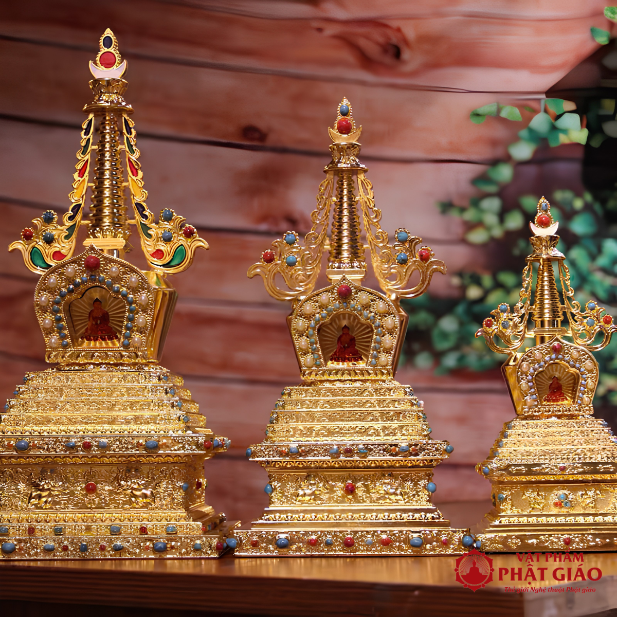 Tháp Xá Lợi Hợp Kim Màu Vàng Phật Giáo Tây Tạng, Kích Cỡ Từ 23cm-36cm 15 Tháp xá lợi hợp kim màu vàng Phật giáo Tây Tạng – góc nhìn khác