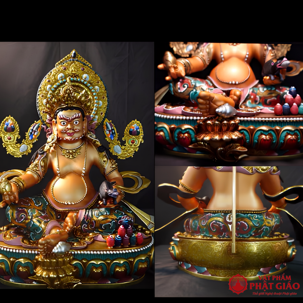 Tượng Hoàng Tài Thần Jambhala Bằng Đồng Vẽ Màu Thủ Công Nepal 2 Tượng Hoàng Tài Thần Jambhala Bằng Đồng Vẽ Màu Thủ Công Nepal - Ảnh 2