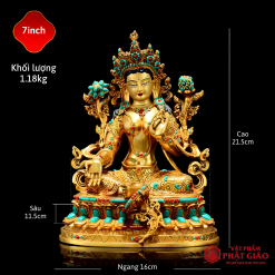 Tượng Lục Độ Mẫu Bằng Đồng Thếp Vàng Khảm Đá Phong Cách Tây Tạng 19 Tượng Lục Độ Mẫu Bằng Đồng Thếp Vàng Khảm Đá Phong Cách Tây Tạng - Ảnh 7