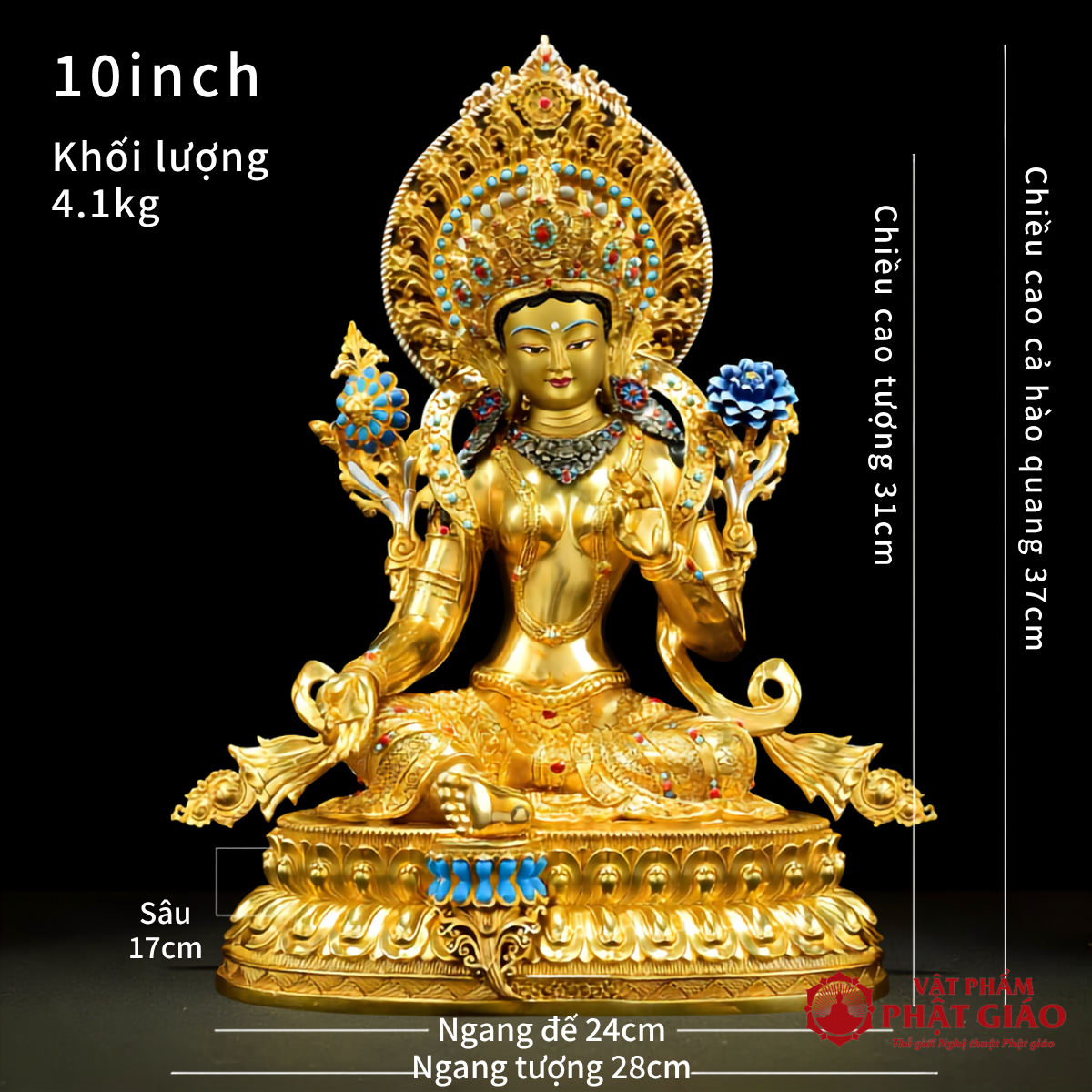Tượng Lục Độ Mẫu Bằng Đồng Thếp Vàng Thủ Công Phong Cách Tây Tạng 8 Tượng Lục Độ Mẫu Bằng Đồng Thếp Vàng Thủ Công Phong Cách Tây Tạng - Ảnh 8