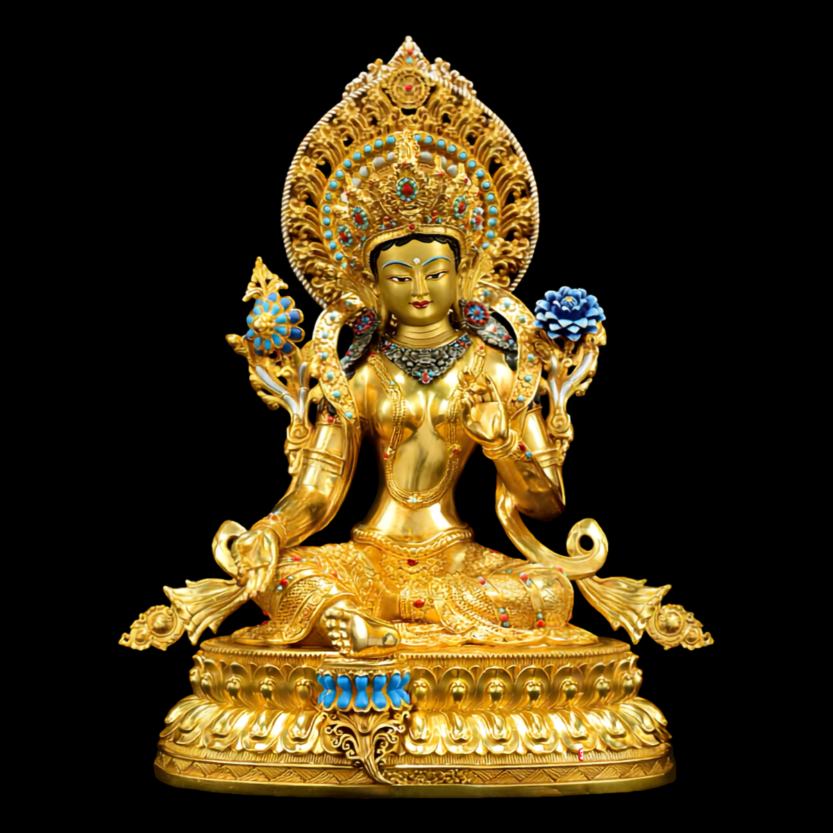 Tượng Lục Độ Mẫu Bằng Đồng Thếp Vàng Thủ Công Phong Cách Tây Tạng 1 Tượng Lục Độ Mẫu Bằng Đồng Thếp Vàng Thủ Công Phong Cách Tây Tạng