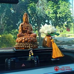 Tượng Phật Quan Âm Bồ Tát Gỗ Bách Xanh Để Ô Tô - Ảnh 3
