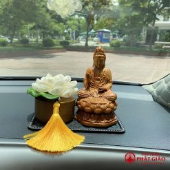 Tượng Phật Quan Âm Bồ Tát Gỗ Bách Xanh Để Ô Tô - Ảnh 5