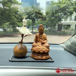 Tượng Phật Quan Âm Bồ Tát Gỗ Bách Xanh Để Ô Tô - Ảnh 6