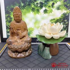 Tượng Phật Quan Âm Bồ Tát Gỗ Bách Xanh Để Ô Tô - Ảnh 7