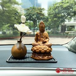 Tượng Phật Quan Âm Bồ Tát Gỗ Bách Xanh Để Ô Tô - Ảnh 9