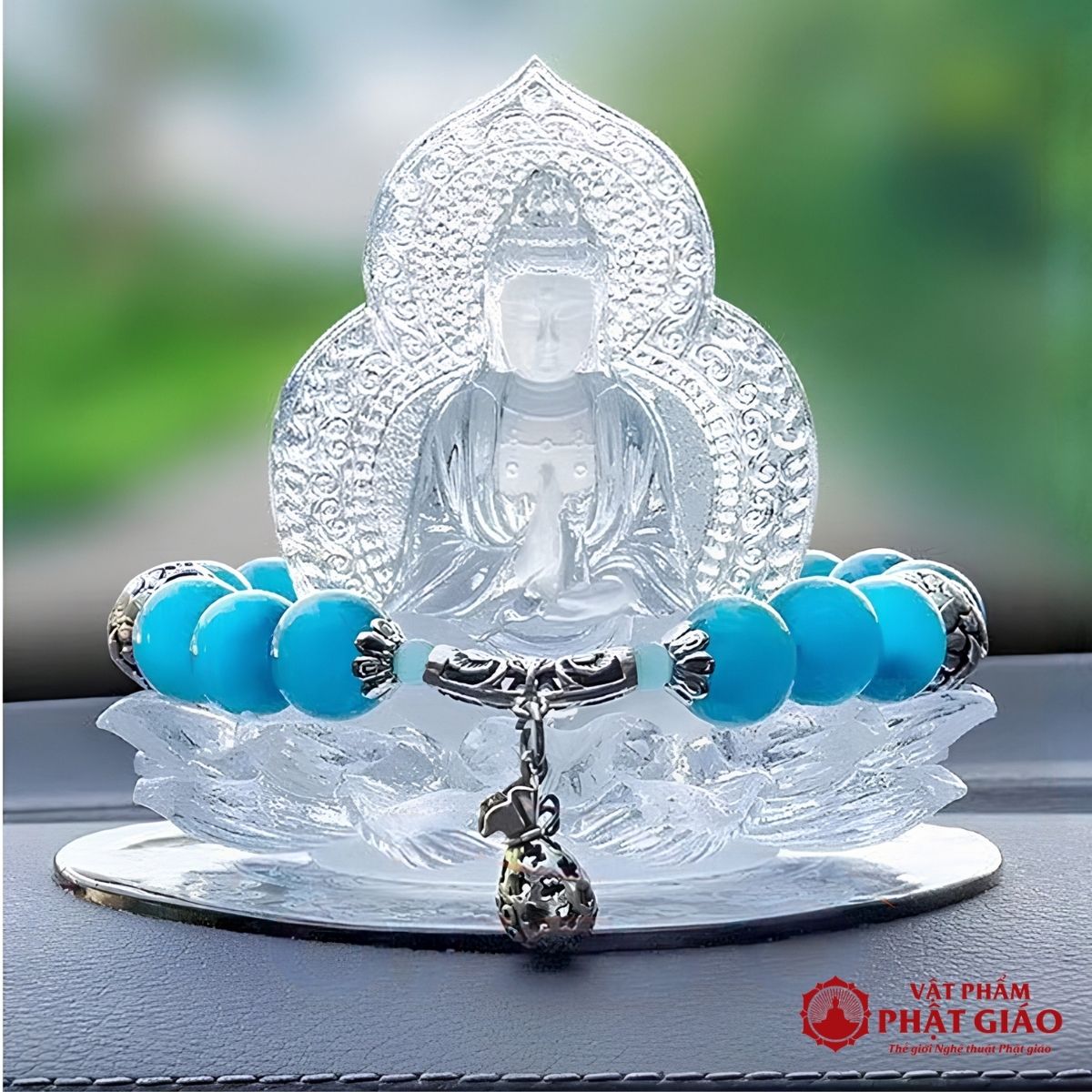Tượng Phật Quan Âm Lưu Ly Tọa Đài Sen Để Ô Tô 14 tuong phat quan am luu ly toa dai sen de o to 5
