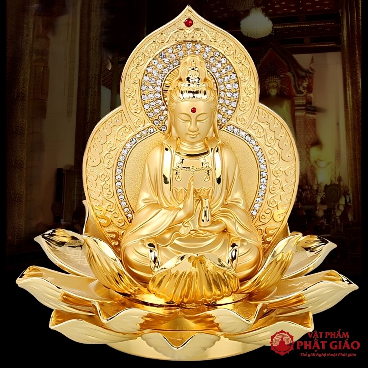 Tượng Phật Quan Âm Tọa Đài Sen Cao Cấp Để Ô Tô 2 Tượng Phật Quan Âm Tọa Đài Sen Cao Cấp Để Ô Tô - Ảnh 2