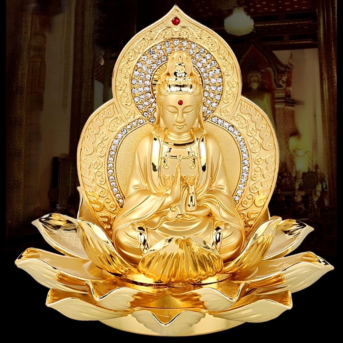 Tượng Phật Quan Âm Tọa Đài Sen Cao Cấp Để Ô Tô 1 Tượng Phật Quan Âm Tọa Đài Sen Cao Cấp Để Ô Tô