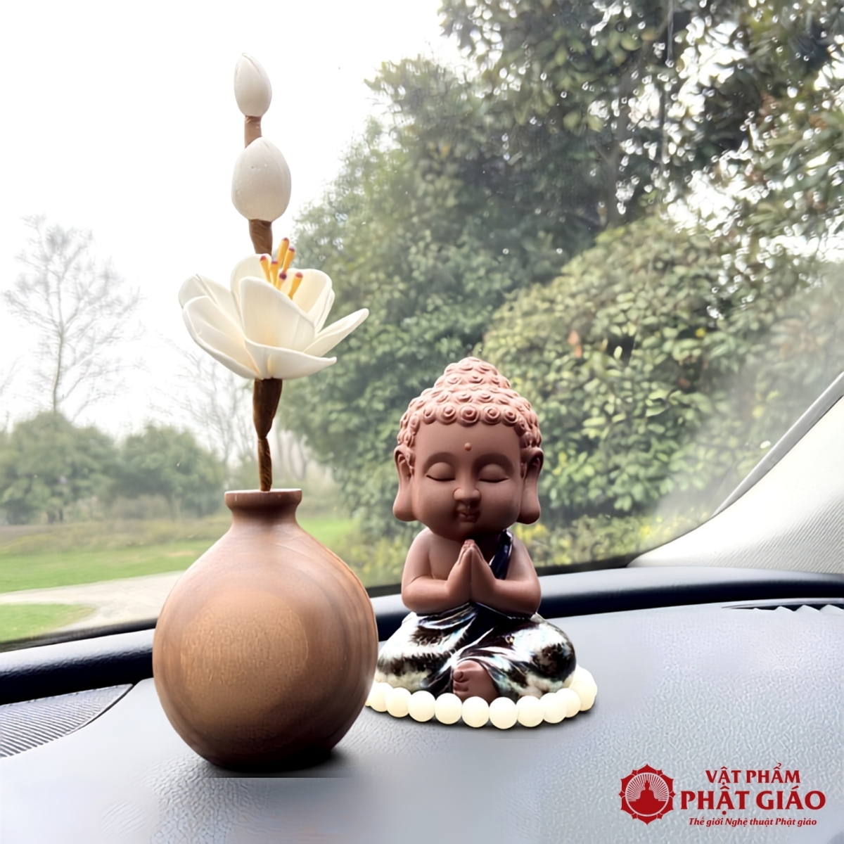 Tượng Phật Thích Ca Bằng Gốm Để Ô Tô, Cao 11cm 2 Tượng Phật Thích Ca Bằng Gốm Để Ô Tô, Cao 11cm - Ảnh 2