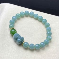 Vòng Tay Lam Ngọc Mix Charm Tỳ Hưu, Hạt 8.5mm