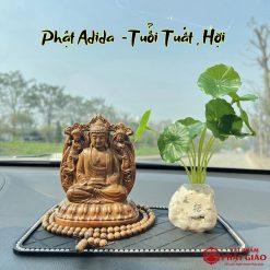 Bộ Tượng Phật Bản Mệnh Đặt Ô Tô Gỗ Bách Xanh Cao Cấp - Ảnh 4