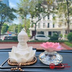 Bộ Tượng Phật Như Lai Sứ Hoa Sen Pha Lê Để Ô Tô - Ảnh 2