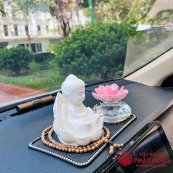 Bộ Tượng Phật Như Lai Sứ Hoa Sen Pha Lê Để Ô Tô - Ảnh 3