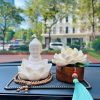 Bộ Tượng Phật Như Lai Sứ Trắng Tọa Đài Sen Để Ô Tô