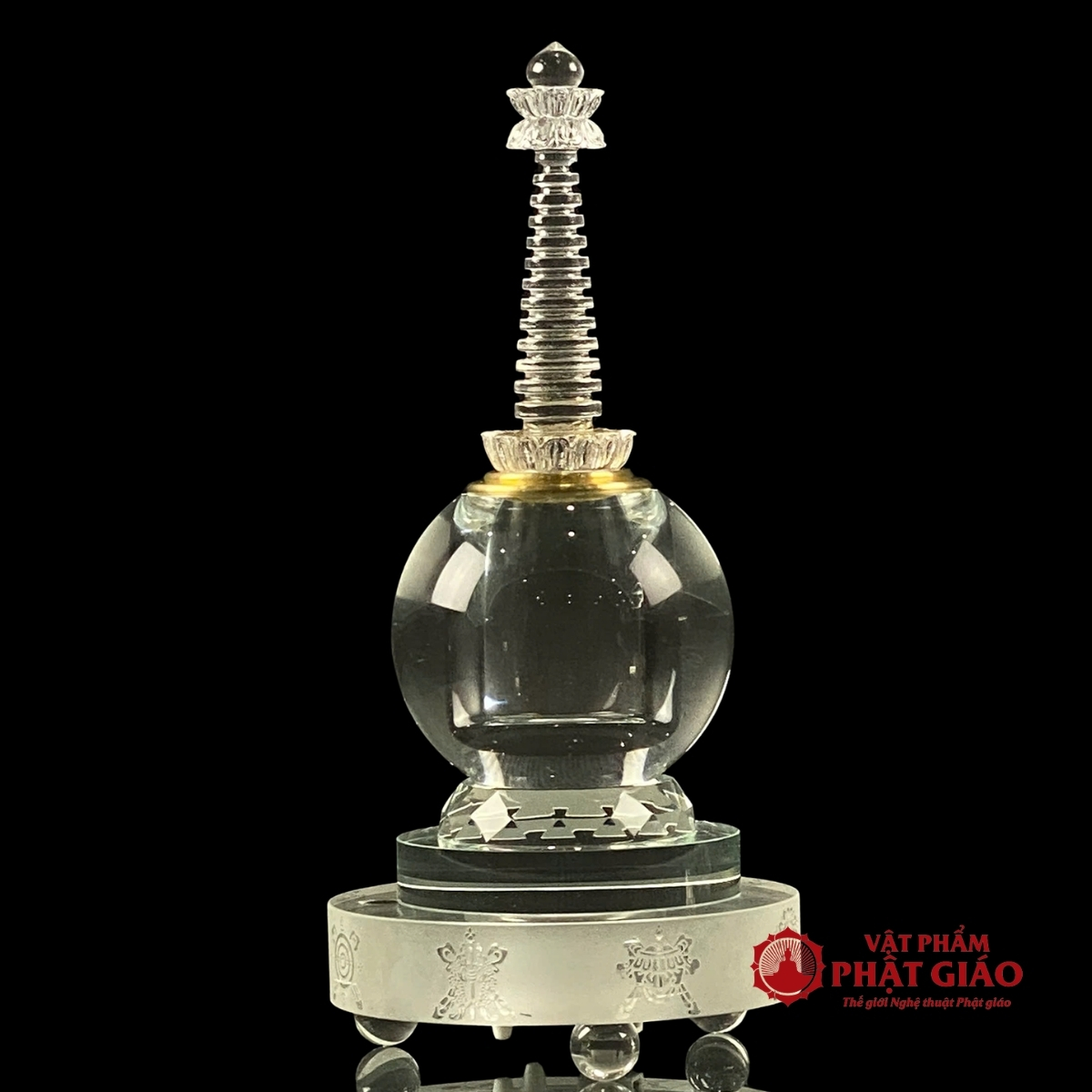 Tháp Xá Lợi Đế Tám Cát Tường Bằng Thủy Tinh, Cao 24cm 10 Tháp Xá Lợi Đế Tám Cát Tường Bằng Thủy Tinh, Cao 24cm - Ảnh 10