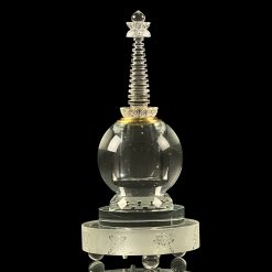 Tháp Xá Lợi Đế Tám Cát Tường Bằng Thủy Tinh, Cao 24cm