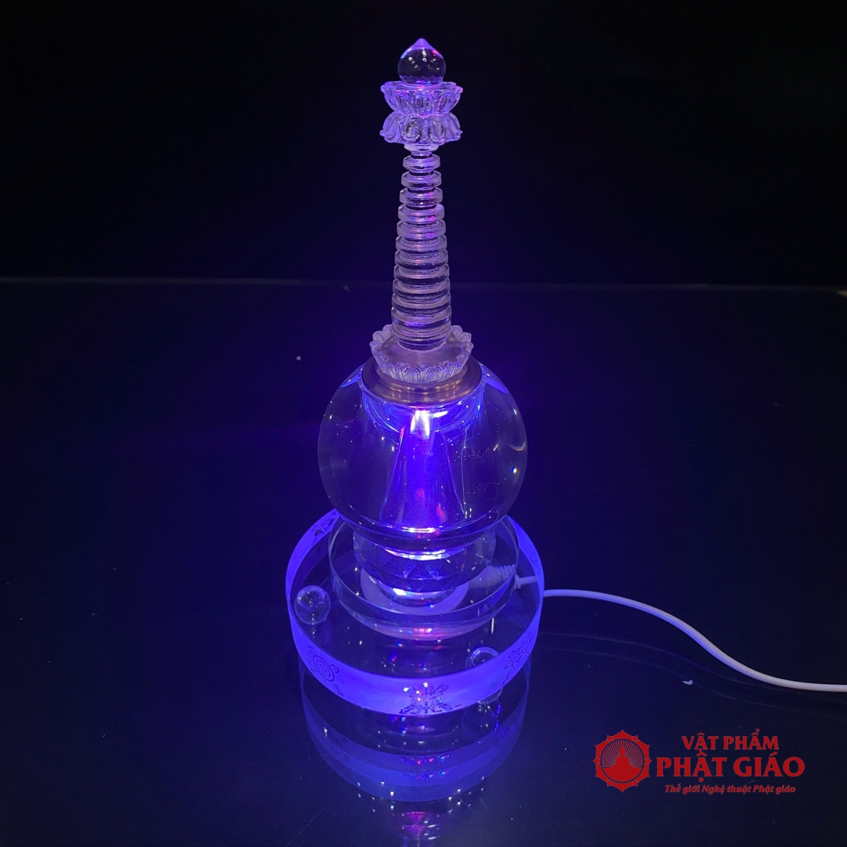 Tháp Xá Lợi Đế Tám Cát Tường Bằng Thủy Tinh, Cao 24cm 6 Tháp Xá Lợi Đế Tám Cát Tường Bằng Thủy Tinh, Cao 24cm - Ảnh 6