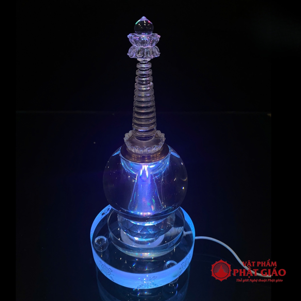Tháp Xá Lợi Đế Tám Cát Tường Bằng Thủy Tinh, Cao 24cm 7 Tháp Xá Lợi Đế Tám Cát Tường Bằng Thủy Tinh, Cao 24cm - Ảnh 7