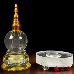 Tháp Xá Lợi Đế Tám Cát Tường Thủy Tinh Có Đế LED, Cao 23cm 14 Tháp Xá Lợi Đế Tám Cát Tường Thủy Tinh Có Đế LED, Cao 23cm - Ảnh 2