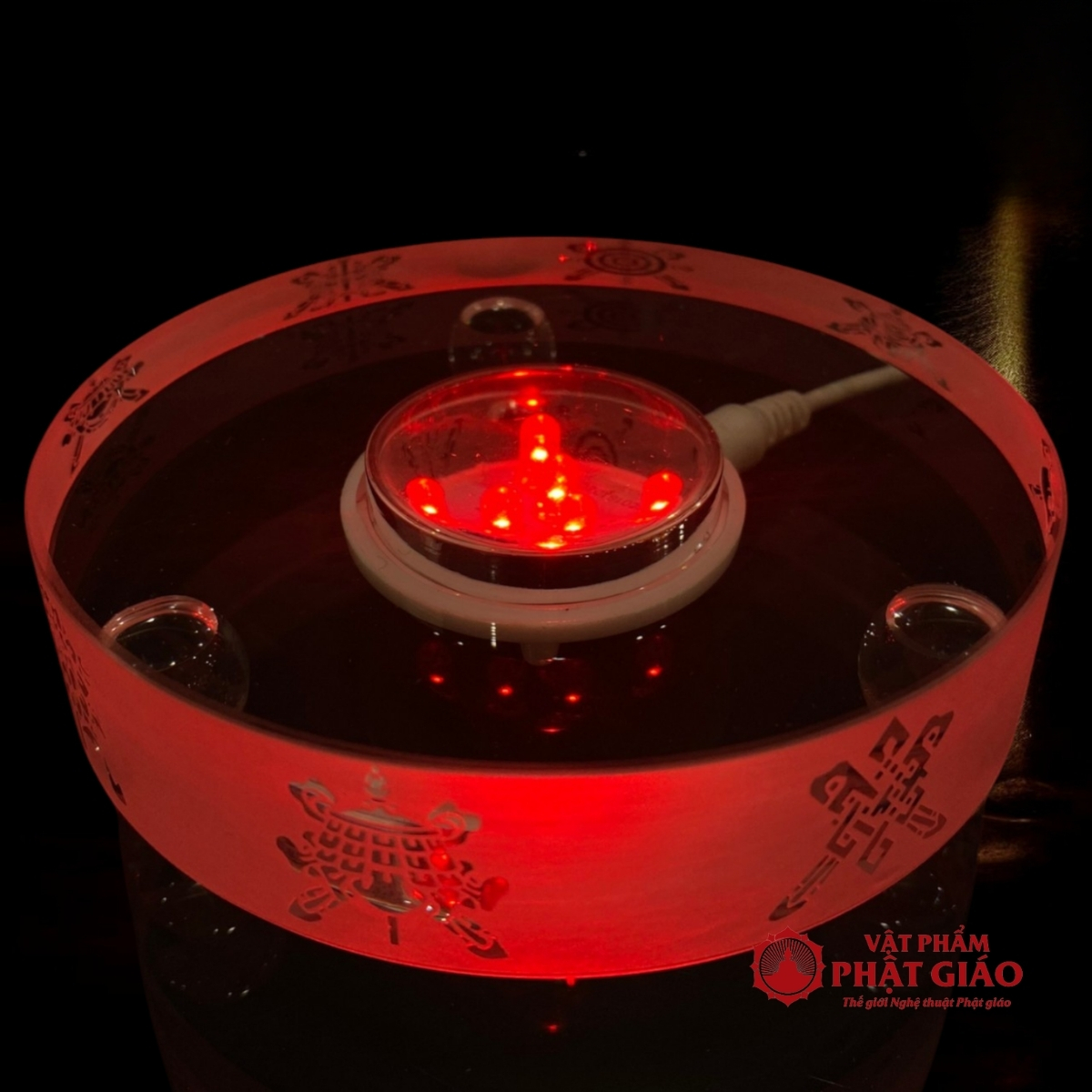 Tháp Xá Lợi Đế Tám Cát Tường Thủy Tinh Có Đế LED, Cao 23cm 12 Tháp Xá Lợi Đế Tám Cát Tường Thủy Tinh Có Đế LED, Cao 23cm - Ảnh 12