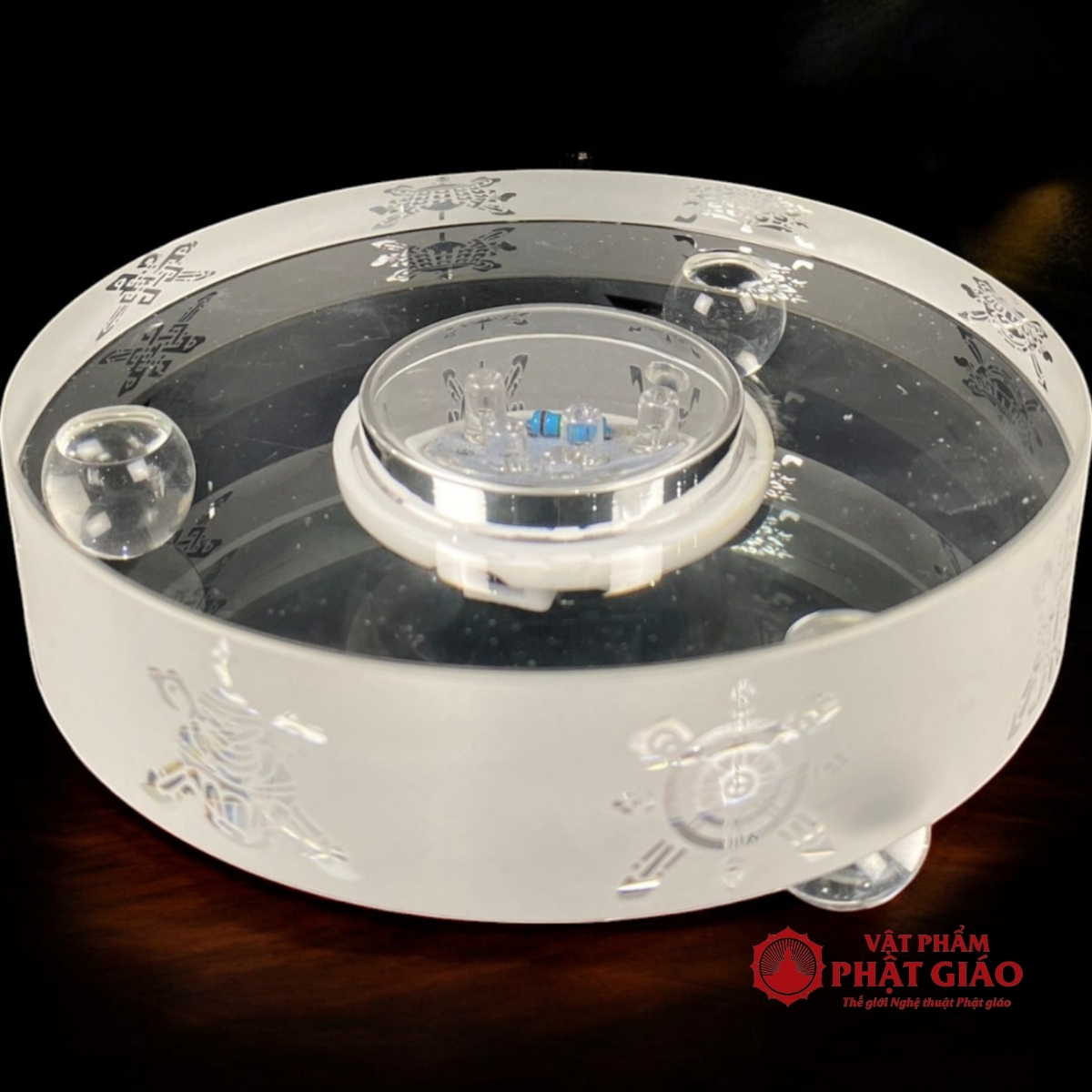 Tháp Xá Lợi Đế Tám Cát Tường Thủy Tinh Có Đế LED, Cao 23cm 13 Tháp Xá Lợi Đế Tám Cát Tường Thủy Tinh Có Đế LED, Cao 23cm - Ảnh 13