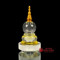 Tháp Xá Lợi Đế Tám Cát Tường Thủy Tinh Có Đế LED, Cao 23cm 15 Tháp Xá Lợi Đế Tám Cát Tường Thủy Tinh Có Đế LED, Cao 23cm - Ảnh 3