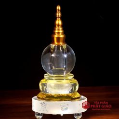 Tháp Xá Lợi Đế Tám Cát Tường Thủy Tinh Có Đế LED, Cao 23cm 17 Tháp Xá Lợi Đế Tám Cát Tường Thủy Tinh Có Đế LED, Cao 23cm - Ảnh 5